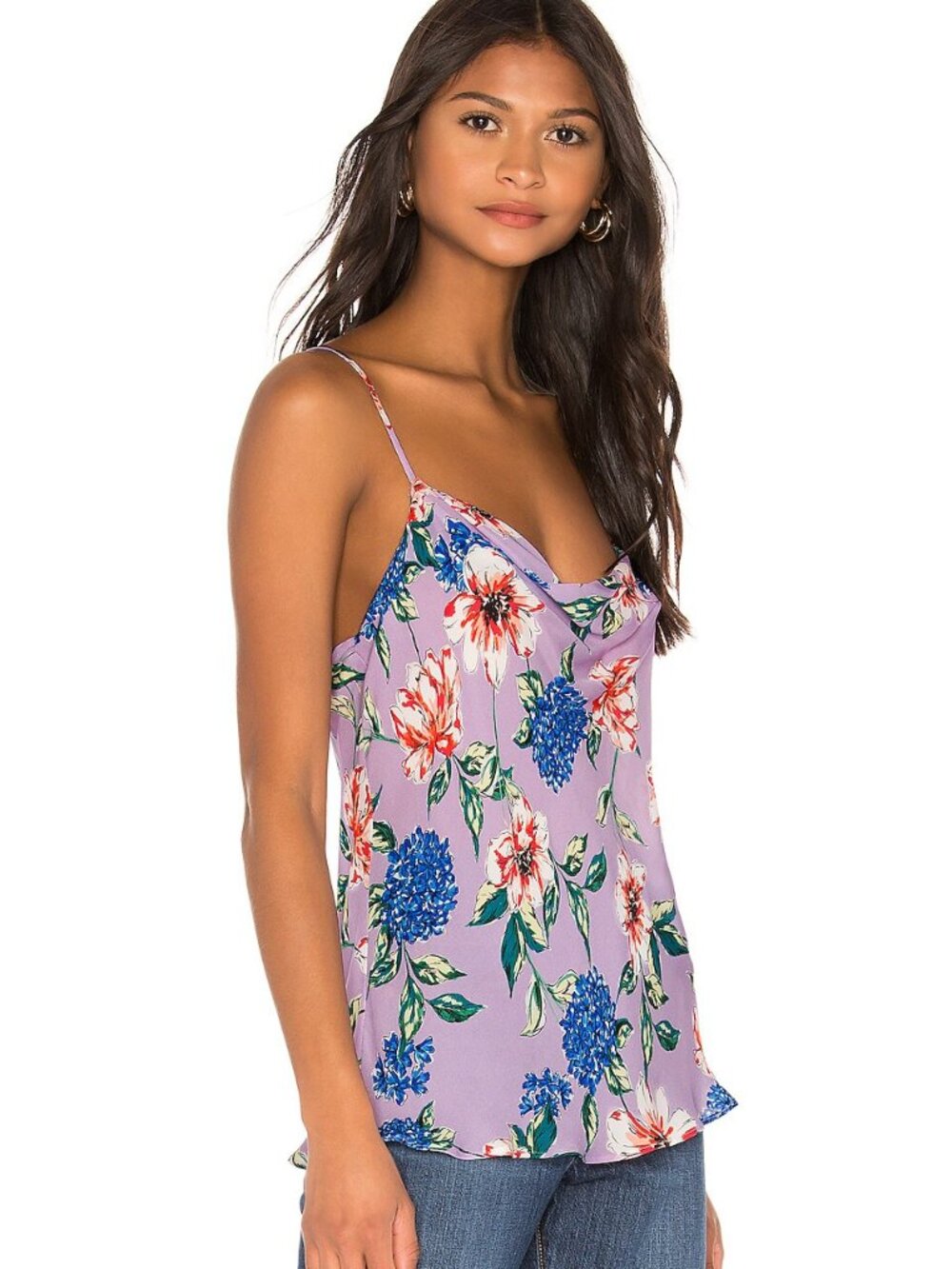 Parker Summer Top Lais Fleur 100% Silk Floral Purple Blouse Women’s Large L